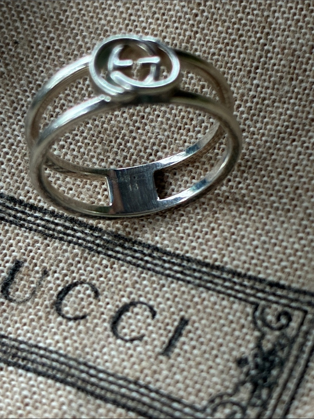 Gucci interlocking G ring 925 sterling silver size 6 new with box